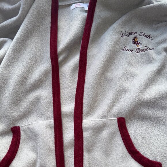 Arizona State Sun Devils Hooded Fleece Poncho OSFA Gray & Maroon Trim - Picture 4 of 5